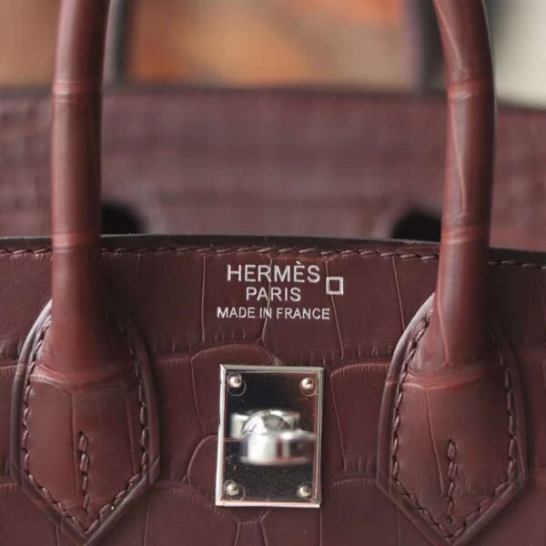 HERMES Birkin 20CM 41 Havane Matter Crocodile PHW Hardware