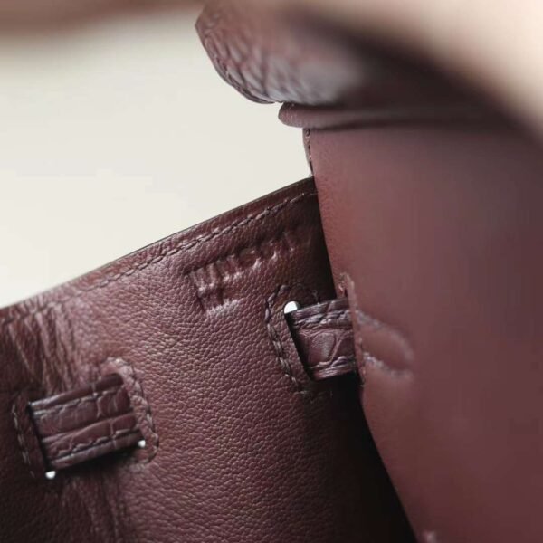 HERMES Birkin 20CM 41 Havane Matter Crocodile PHW Hardware
