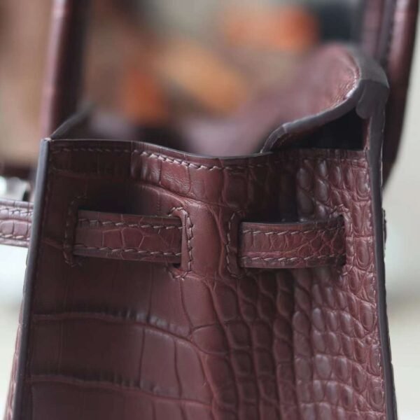 HERMES Birkin 20CM 41 Havane Matter Crocodile PHW Hardware