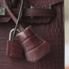 HERMES Birkin 20CM 41 Havane Matter Crocodile PHW Hardware