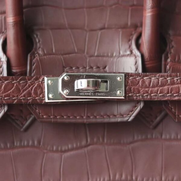 HERMES Birkin 20CM 41 Havane Matter Crocodile PHW Hardware