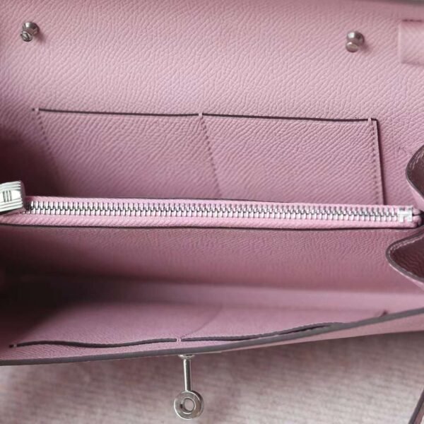 HERMES Kelly To Go Wallet Epsom Leather X9 Mauve Sylvester PHW Hardware