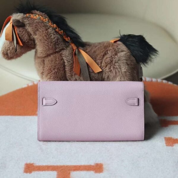 HERMES Kelly To Go Wallet Epsom Leather X9 Mauve Sylvester PHW Hardware