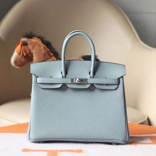HERMES Birkin 25CM Togo Leather J7 Blue Lin/D0 Berge De Weimer PHW Hardware
