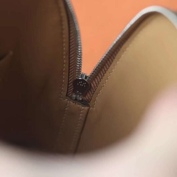HERMES Mini Bolide Evercolor Leather 0M Chai Top Handmade PHW Hardware