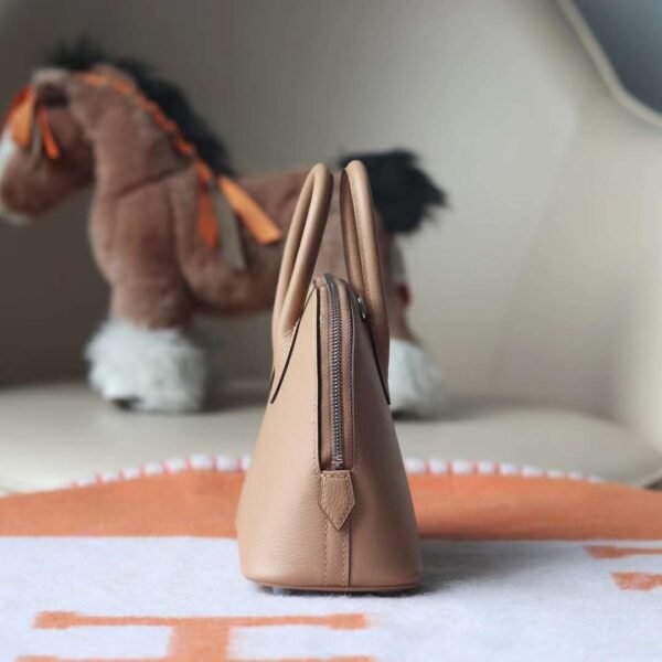 HERMES Mini Bolide Evercolor Leather 0M Chai Top Handmade PHW Hardware
