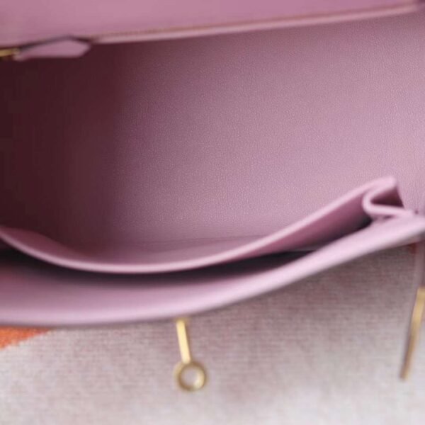 HERMES Kelly 25CM Swift Leather X9 Mauve Sylvester Lnseam Handmade GHW Hardware