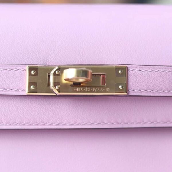 HERMES Kelly 25CM Swift Leather X9 Mauve Sylvester Lnseam Handmade GHW Hardware
