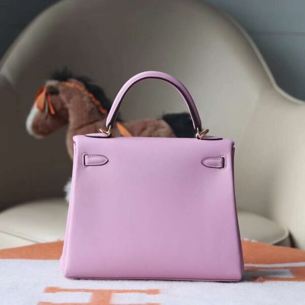 HERMES Kelly 25CM Swift Leather X9 Mauve Sylvester Lnseam Handmade GHW Hardware