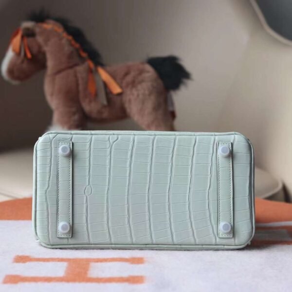 HERMES Birkin 25CM 0V Gris Ciment Matter Crocodile PHW Hardware