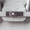 HERMES Birkin 25CM 0V Gris Ciment Matter Crocodile PHW Hardware