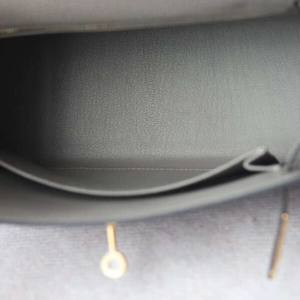 HERMES Kelly 25CM M8 Gris Asphalt Togo Leather Lnseam GHW Handmade Hardware