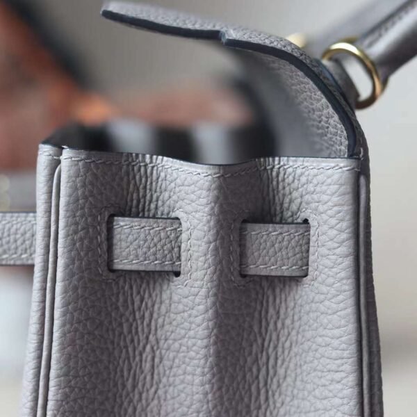 HERMES Kelly 25CM M8 Gris Asphalt Togo Leather Lnseam GHW Handmade Hardware