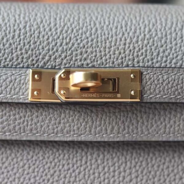 HERMES Kelly 25CM M8 Gris Asphalt Togo Leather Lnseam GHW Handmade Hardware