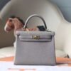 HERMES Kelly 25CM M8 Gris Asphalt Togo Leather Lnseam GHW Handmade Hardware