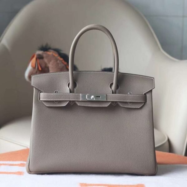HERMES Birkin 30CM Togo Leather CK18 Etoupe PHW Hardware
