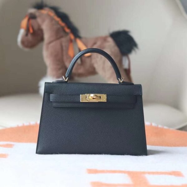 HERMES Mini Kelly CK89 Black Epsom Leather GHW Hardware